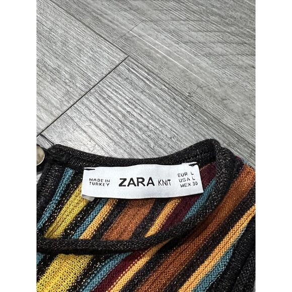 ZARA Knit Women's Colorful Striped Knit Tank Top Shimmer Sz L - Picture 4 of 7